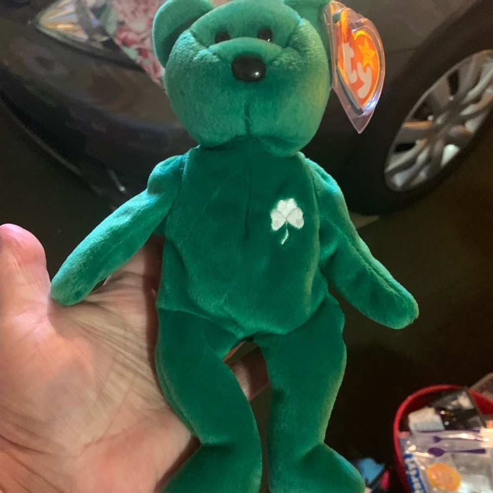 TY Green Shamrock Teddy Bear Plush Toy